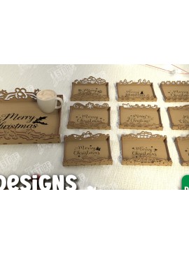 Σετ των 2 Intra απο ξύλο plywood 3mm-4mm πάχος Δίσκος σερβιρίσματος Χριστουγέννων | Αργία Δίασταση 15x15 cm INTRAFABR-107185975