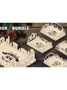 Σετ των 2 Intra απο ξύλο plywood 3mm-4mm πάχος Δίσκος σερβιρίσματος Χριστουγέννων κοπής με λέιζερ Δίασταση 15x15 cm INTRAFABR-110004498