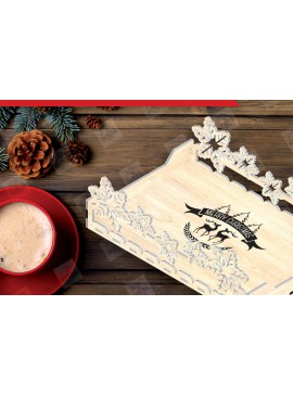 Σετ των 2 Intra απο ξύλο plywood 3mm-4mm πάχος Χριστουγεννιάτικος δίσκος σερβιρίσματος Δίασταση 15x15 cm INTRAFABR-110859312