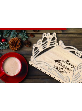 Σετ των 2 Intra απο ξύλο plywood 3mm-4mm πάχος Χριστουγεννιάτικος δίσκος σερβιρίσματος Δίασταση 15x15 cm INTRAFABR-110004261