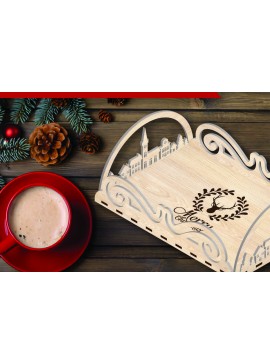 Σετ των 2 Intra απο ξύλο plywood 3mm-4mm πάχος Χριστουγεννιάτικος δίσκος σερβιρίσματος Δίασταση 15x15 cm INTRAFABR-110004380