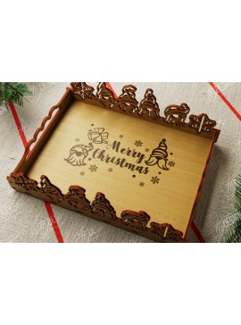 Σετ των 2 Intra απο ξύλο plywood 3mm-4mm πάχος Πρότυπο Δίσκου σερβιρίσματος Χριστουγέννων | CNC Δίασταση 15x15 cm INTRAFABR-107928945