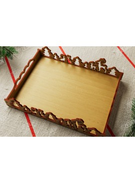 Σετ των 2 Intra απο ξύλο plywood 3mm-4mm πάχος Πρότυπο Δίσκου σερβιρίσματος Χριστουγέννων | CNC Δίασταση 15x15 cm INTRAFABR-107887061