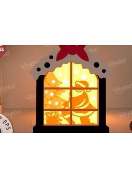 Σετ των 2 Intra απο ξύλο plywood 3mm-4mm πάχος Χριστουγεννιάτικο κουτί σκιών με λέιζερ Δίασταση 25x25 cm INTRAFABR-109485002