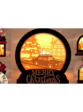 Σετ των 2 Intra απο ξύλο plywood 3mm-4mm πάχος Χριστουγεννιάτικα κουτιά σκιών Δέσμη κοπής με λέιζερ Δίασταση 25x25 cm INTRAFABR-109486256