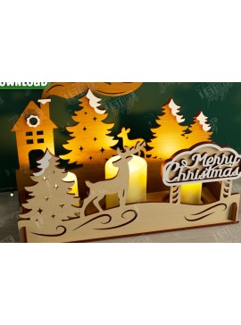 Σετ των 2 Intra απο ξύλο plywood 3mm-4mm πάχος Χριστουγεννιάτικη Σκηνή Σκιάς | Κηροπήγιο Δίασταση 15x15 cm INTRAFABR-107822870