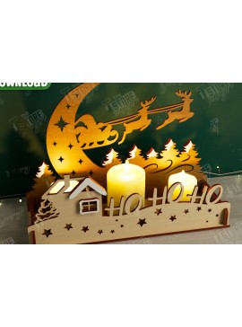 Σετ των 2 Intra απο ξύλο plywood 3mm-4mm πάχος Χριστουγεννιάτικη Σκηνή Σκιάς | Κηροπήγιο Δίασταση 15x15 cm INTRAFABR-107822829