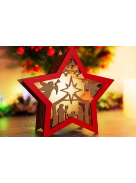 Σετ των 2 Intra απο ξύλο plywood 3mm-4mm πάχος Christmas Shadow Star Lantern | Αργία Δίασταση 15x15 cm INTRAFABR-108438903