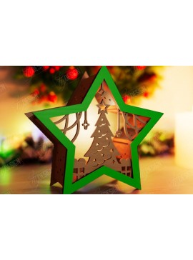 Σετ των 3 Intra απο ξύλο plywood 3mm-4mm πάχος Christmas Shadow Star Lantern | Αργία Δίασταση 15x15 cm INTRAFABR-108438925