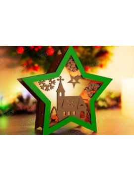 Σετ των 3 Intra απο ξύλο plywood 3mm-4mm πάχος Christmas Shadow Star Lantern | Αργία Δίασταση 15x15 cm INTRAFABR-108439006