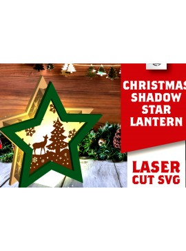 Σετ των 2 Intra απο ξύλο plywood 3mm-4mm πάχος Χριστουγεννιάτικο φανάρι σκιών με λέιζερ Δίασταση 15x15 cm INTRAFABR-109161352