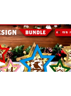 Σετ των 2 Intra απο ξύλο plywood 3mm-4mm πάχος Lantern Χριστουγέννων Shadow Star Δίασταση 15x15 cm INTRAFABR-109162083