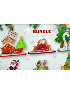 Σετ των 2 Intra απο ξύλο plywood 3mm-4mm πάχος Cut με λέιζερ Χριστουγεννιάτικο σημάδι Δίασταση 15x15 cm INTRAFABR-111989627