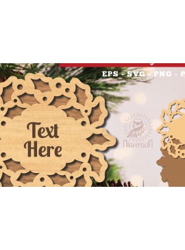 Σετ των 2 Intra απο ξύλο plywood 3mm-4mm πάχος Πρότυπο κοπής με λέιζερ Χριστουγεννιάτικων πινακίδων 8 Δίασταση 15x15 cm INTRAFABR-113202894