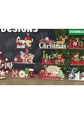 Σετ των 2 Intra απο ξύλο plywood 3mm-4mm πάχος χριστουγεννιάτικων πινακίδων | Διακόσμηση διακοπών Δίασταση 15x15 cm INTRAFABR-107358891