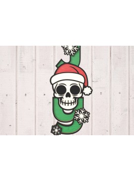 Σετ των 3 Intra απο ξύλο plywood 3mm-4mm πάχος Χριστουγεννιάτικο στολίδι Skull Joy Cut  Δίασταση 8x8 cm INTRAFABR-106652437