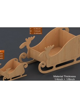 Σετ των 3 Intra απο ξύλο plywood 3mm-4mm πάχος Christmas Sleigh -  Design 082 Δίασταση 4x4 cm INTRAFABR-117799151