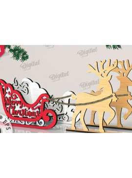 Σετ των 3 Intra απο ξύλο plywood 3mm-4mm πάχος Χριστουγεννιάτικο έλκηθρο με τάρανδος Δίασταση 15x15 cm INTRAFABR-109503742