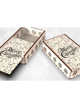 Σετ των 2 Intra απο ξύλο plywood 3mm-4mm πάχος Χριστουγεννιάτικο Συρόμενο Καπάκι Αναμνηστικό Κουτί δώρου Δίασταση 15x15 cm INTRAFABR-109675513