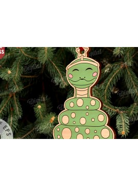 Σετ των 3 Intra απο ξύλο plywood 3mm-4mm πάχος Χριστουγεννιάτικο στολίδι με φίδι με λέιζερ Δίασταση 8x8 cm INTRAFABR-108901300