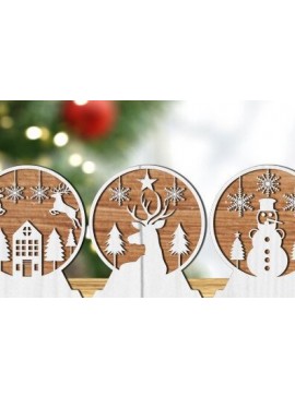 Σετ των 2 Intra απο ξύλο plywood 3mm-4mm πάχος Χριστουγεννιάτικη Snow Globe Δίασταση 15x15 cm INTRAFABR-42628360
