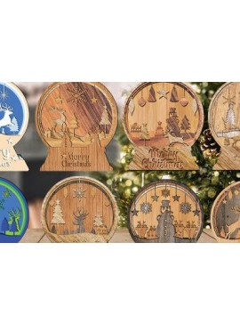 Σετ των 3 Intra απο ξύλο plywood 3mm-4mm πάχος Χριστουγεννιάτικη δέσμη κοπής με λέιζερ Snow Globe Δίασταση 15x15 cm INTRAFABR-43045913