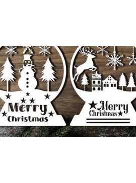 Σετ των 2 Intra απο ξύλο plywood 3mm-4mm πάχος Χριστουγεννιάτικη σφαίρα χιονιού κοπή χαρτιού Δίασταση 15x15 cm INTRAFABR-42729808