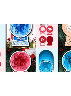 Σετ των 2 Intra απο ξύλο plywood 3mm-4mm πάχος Χριστουγεννιάτικη δέσμη κοπής χαρτιού Snow Globe Δίασταση 15x15 cm INTRAFABR-81581319