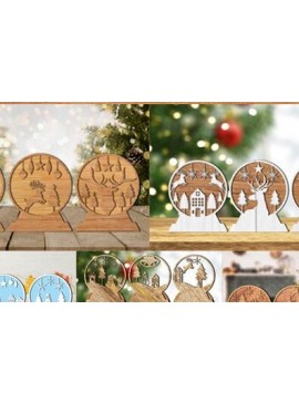 Σετ των 2 Intra απο ξύλο plywood 3mm-4mm πάχος Χριστουγεννιάτικη δέσμη κοπής χαρτιού Snow Globe Δίασταση 15x15 cm INTRAFABR-43047206