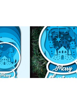 Σετ των 2 Intra απο ξύλο plywood 3mm-4mm πάχος Christmas Snow Globe Paper Cut Δίασταση 15x15 cm INTRAFABR-80306444
