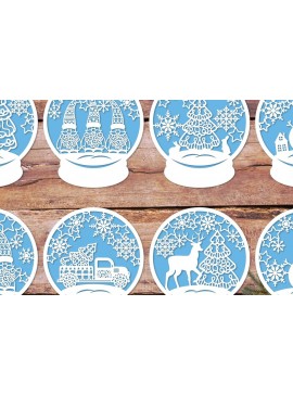 Σετ των 3 Intra απο ξύλο plywood 3mm-4mm πάχος Χριστουγεννιάτικη κάρτα Snow Globe Χριστουγεννιάτικη κάρτα Δίασταση 15x15 cm INTRAFABR-81680715