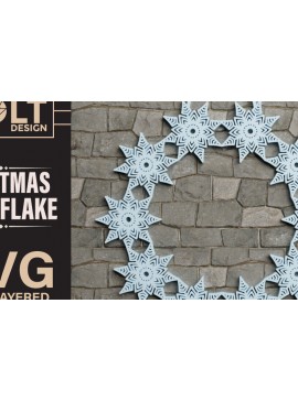 Σετ των 2 Intra απο ξύλο plywood 3mm-4mm πάχος Χριστουγεννιάτικη νιφάδα χιονιού 3D Layered Cut Δίασταση 40x40 cm INTRAFABR-76018083