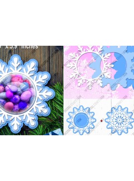 Σετ των 2 Intra απο ξύλο plywood 3mm-4mm πάχος Χριστουγεννιάτικο Snowflake Candy Dome, τρισδιάστατο παιχνίδι Δίασταση 15x15 cm INTRAFABR-80255575