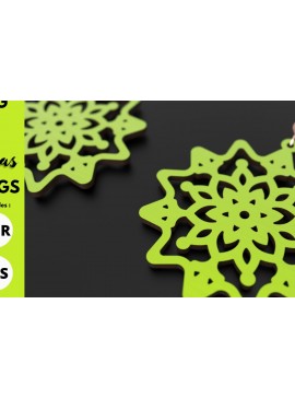 Σετ των 3 Intra απο ξύλο plywood 3mm-4mm πάχος Χριστουγεννιάτικα σκουλαρίκια με νιφάδα χιονιού, Δίασταση 3x3 cm INTRAFABR-79475376