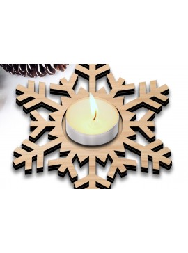 Σετ των 2 Intra απο ξύλο plywood 3mm-4mm πάχος Χριστουγεννιάτικο κερί νιφάδας χιονιού Δίασταση 15x15 cm INTRAFABR-106948035