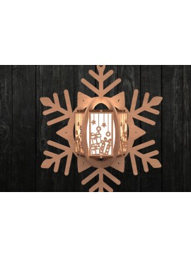 Σετ των 3 Intra απο ξύλο plywood 3mm-4mm πάχος Χριστουγεννιάτικο στολίδι φαναριού με νιφάδα χιονιού Δίασταση 3x3 cm INTRAFABR-109536559