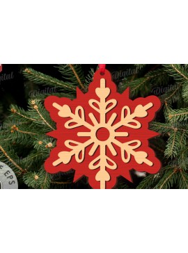 Σετ των 3 Intra απο ξύλο plywood 3mm-4mm πάχος Χριστουγεννιάτικο στολίδι με νιφάδα χιονιού Δίασταση 8x8 cm INTRAFABR-109024229