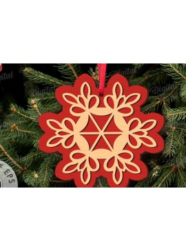 Σετ των 3 Intra απο ξύλο plywood 3mm-4mm πάχος Χριστουγεννιάτικο στολίδι με νιφάδα χιονιού Δίασταση 8x8 cm INTRAFABR-109024299