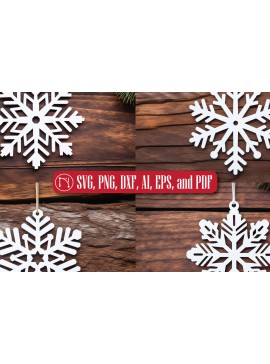 Σετ των 3 Intra απο ξύλο plywood 3mm-4mm πάχος Χριστουγεννιάτικο Στολίδι με νιφάδα χιονιού Δίασταση 8x8 cm INTRAFABR-82600817