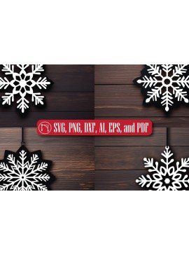 Σετ των 3 Intra απο ξύλο plywood 3mm-4mm πάχος Χριστουγεννιάτικο Στολίδι με νιφάδα χιονιού Δίασταση 8x8 cm INTRAFABR-82600868