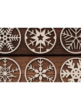 Σετ των 3 Intra απο ξύλο plywood 3mm-4mm πάχος Χριστουγεννιάτικα στολίδια με νιφάδες χιονιού, 088 Δίασταση 8x8 cm INTRAFABR-117799940
