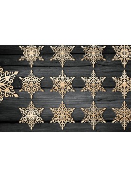 Σετ των 3 Intra απο ξύλο plywood 3mm-4mm πάχος Christmas Snowflake , Snowflakes Δίασταση 15x15 cm INTRAFABR-49792602