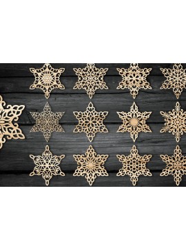 Σετ των 2 Intra απο ξύλο plywood 3mm-4mm πάχος Christmas Snowflake , Snowflakes Δίασταση 12x12 cm INTRAFABR-49789340