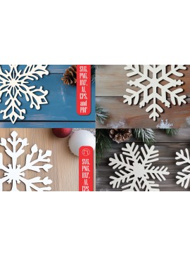 Σετ των 3 Intra απο ξύλο plywood 3mm-4mm πάχος αποκοπής Χριστουγεννιάτικου Snowflake Δίασταση 8x8 cm INTRAFABR-109864526