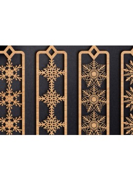 Σετ των 2 Intra απο ξύλο plywood 3mm-4mm πάχος Χριστουγεννιάτικες νιφάδες χιονιού σελιδοδείκτης κοπής με λέιζερ Δίασταση 15x15 cm INTRAFABR-78463674