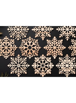 Σετ των 2 Intra απο ξύλο plywood 3mm-4mm πάχος Χριστουγεννιάτικων νιφάδων χιονιού 04 Δίασταση 15x15 cm INTRAFABR-108324802