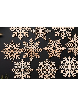 Σετ των 2 Intra απο ξύλο plywood 3mm-4mm πάχος Χριστουγεννιάτικων νιφάδων χιονιού 06 Δίασταση 15x15 cm INTRAFABR-108324815