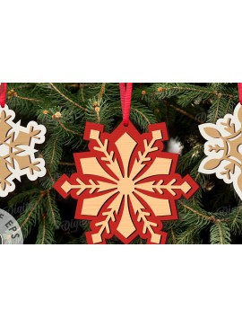 Σετ των 3 Intra απο ξύλο plywood 3mm-4mm πάχος κοπής με λέιζερ Χριστουγεννιάτικες νιφάδες χιονιού Δίασταση 15x15 cm INTRAFABR-109208227