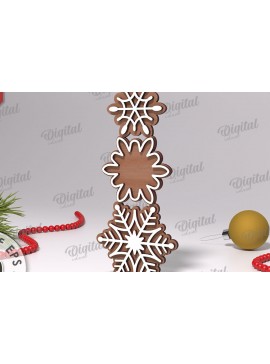 Σετ των 2 Intra απο ξύλο plywood 3mm-4mm πάχος Σχέδιο κοπής με λέιζερ Χριστουγεννιάτικες νιφάδες χιονιού Δίασταση 15x15 cm INTRAFABR-108441005