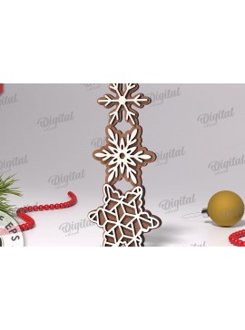 Σετ των 2 Intra απο ξύλο plywood 3mm-4mm πάχος Σχέδιο κοπής με λέιζερ Χριστουγεννιάτικες νιφάδες χιονιού Δίασταση 15x15 cm INTRAFABR-108440409